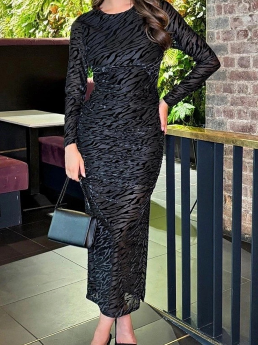 Abstract Black Maxi Dress Like New